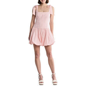 Lush Pink Bubble Hem Mini Dress Large Tie Shoulder Coquette Feminine NWT